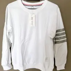 トレーナー スウェット メンズ レディース クルーネック 長袖 伸縮性 軽量 白