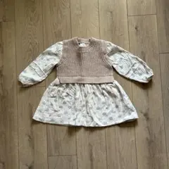 ZARAbaby（ザラベビー）◆ベストつき花柄ベージュワンピース92サイズ