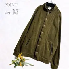 【POINT】メンズ カーディガン 裏起毛 スタンドカラー ブラウン M 冬