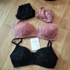 しまむら　レディース　ブラジャーショーツセット Mサイズ ノンワイヤー