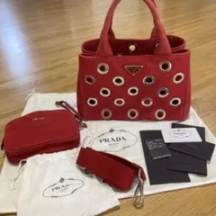 PRADA プラダ　カナパ　トートバッグ　2way ROSOO グロメット