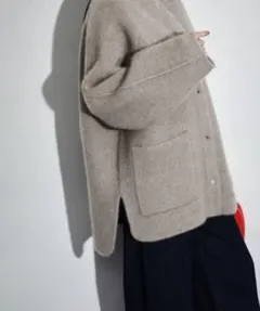 ADAM ET ROPE ダブルフェイスミドルニットカーディガン アダムエロペ