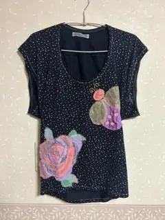 ツモリチサト 花 てんとう虫 ドット柄 モチーフ 装飾 薔薇 アップリケ 異素材
