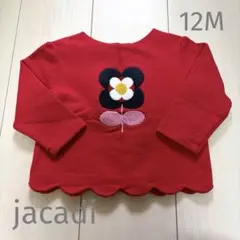 jacadi ジャカディ トレーナー 赤 花柄 刺繍12M 74センチ