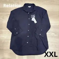 未使用品 Relation 七分袖シャツネイビー XXL