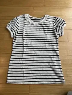 ボーダーTシャツ レース付き　140