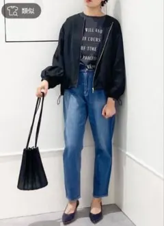 レプシィム 洗えるノーカラーZIPブルゾン ブラック M