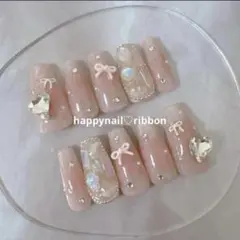 【メルカリ便】ネイルチップ ワンホン キラキラ ハート リボン ガーリー 韓国