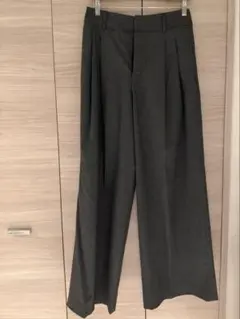 ZARA ストライプ ワイドパンツ グレー S