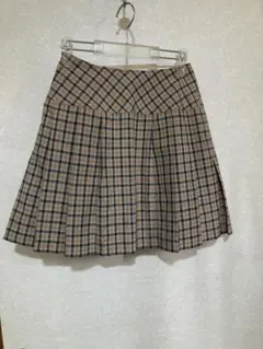 チェック柄プリーツスカート ベージュ系