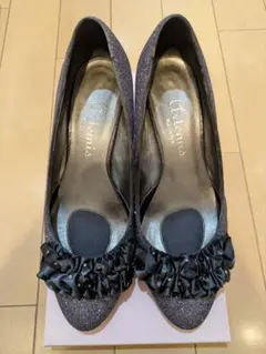 DIANA グレーグリッター パンプス