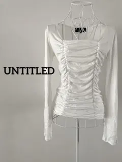 【UNTITLED】アンタイトル 日本製 フロントギャザー カットソー 白 M