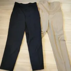 マタニティ スリムパンツ 黒とベージュ2本