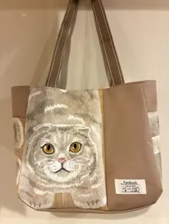 猫　スコティッシュ猫　ばんざい猫　トートバッグ ハンドメイド