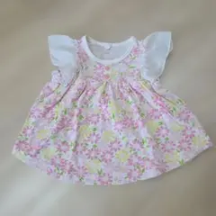 花柄フリル袖Tシャツ 90cm