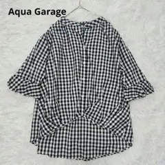 Aqua Garage ギンガムチェック ブラウス フリル袖 Mサイズ