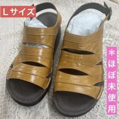 ブラウンレザーストラップサンダル（Ｌ） ＊試し履きのみ（室内のみ）