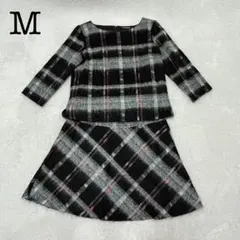 38◆モヘヤ混　ロートレアモン　チェック スーツスカート　入学式　卒業式