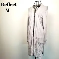 ロングカーディガン グレージュ ひざ丈 レーヨン混 Reflect 薄手 羽織り