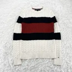 TOMMY HILFIGER ニット ケーブルニット 白 紺 赤 S