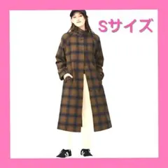 GU　ロングコート　ブラウンチェック　Sサイズ