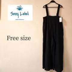 ✨未使用✨アーバンリサーチ/ リネンコットン タックワイドサロペット/パンツ黒のサムネイル