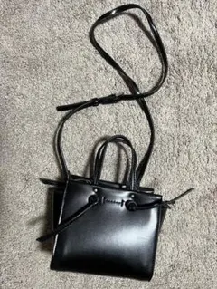 【ZARA】レザーミニシティバッグ★ブラック