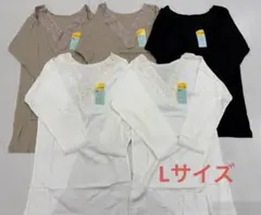 レディース　肌着　下着　シャツ　8分袖　5枚セット　Lサイズ　白　黒　ピンク
