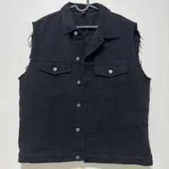 ブラックデニムノースリーブジャケット