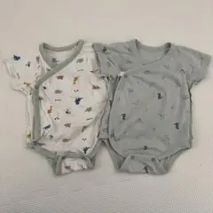 恐竜柄ラップボディスーツ2枚セット　60〜70