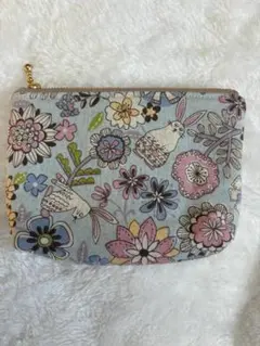 ハンドメイド 北欧風 花柄うさぎ ポーチ 小物入れ 化粧ポーチ ミニポーチ