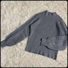【マジェスティックレゴン】パール付きケーブルスリーブニット M 上品 キレイめ