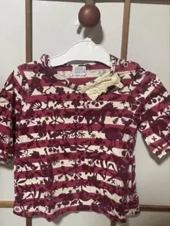 hakka baby 赤と白のストライプ Tシャツ 動物と星のプリント