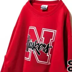 CIスポーツ ネブラスカコーンハスカーズ刺繍 スウェットレッド赤2XL古着