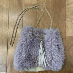 2way ファー ショルダーバッグ チェーン　ピンクパープルのサムネイル