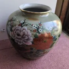 極美品】伝統工芸 九谷焼 正峰作 金彩花鳥図 大壷 花瓶 華道具 貫入