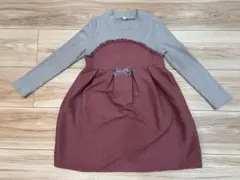 長袖ワンピース 120サイズ グレー・ワインレッド