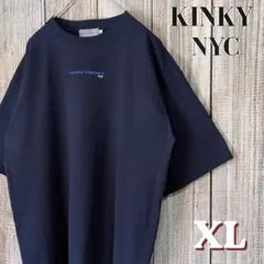 KINKY NYC 袖ロゴ メッセージ Tシャツ 紺 XL 古着 ストリート