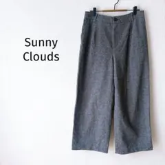 【サニークラウズ】ワイドパンツ LL グレー ヘリンボーン 秋冬 ゆったり