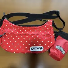 OUTDOOR PRODUCTS ショルダーバッグ 赤 ドットハート　オマケつき