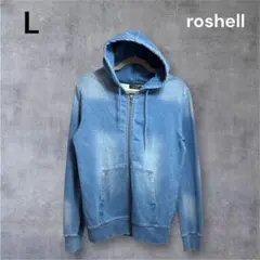 roshell パーカー L ブルー ジップアップ Y2K ワンマイル 普段着のサムネイル