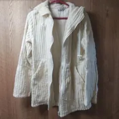 アイボリー フリース フード付きジャケット