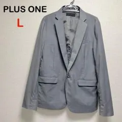 PLUS ONE テーラードジャケット グレー L オフィス 内側背中ほつれありのサムネイル