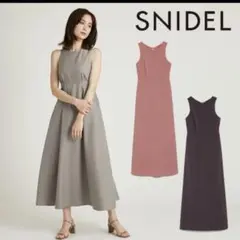 【美品】スナイデル バックオープンフレアワンピース ロング 千鳥柄