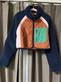 ZARA フリースジャケット クロップド丈 ネイビー