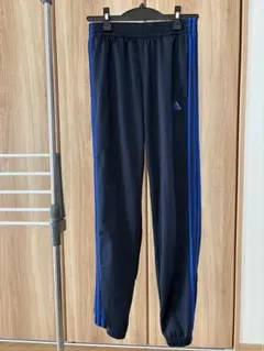 【adidas】キッズ　 ジャージ　160 黒/青 ストライプ