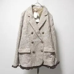 新品 axes femme アクシーズファム ツイードダブルジャケット F