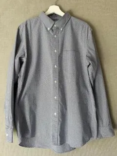 ■ ユニクロ UNIQLO シャツ 紺系 ギンガムチェック XL A■USED
