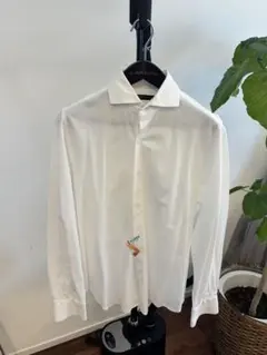 ESTNATION Canclini 鹿の子コットン ホワイト長袖シャツ