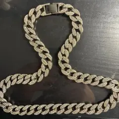 クリスタル装飾 シルバーチェーンネックレス